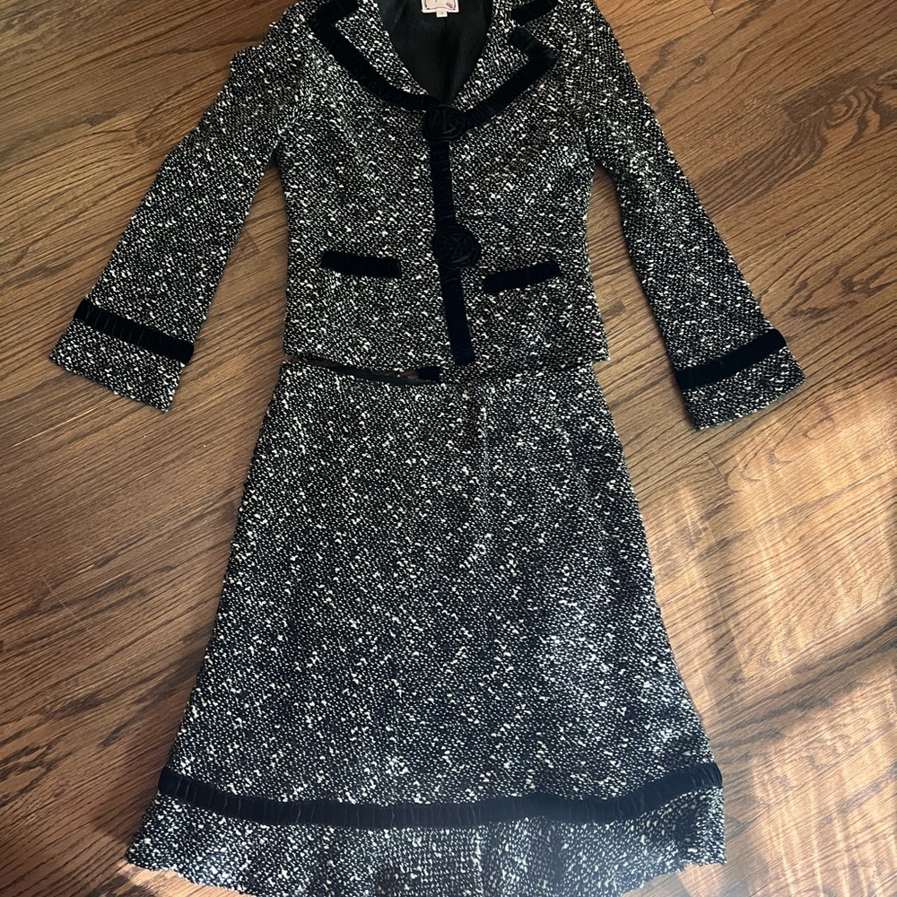 Nanette Lepore Black & White Tweed Skirt Suit